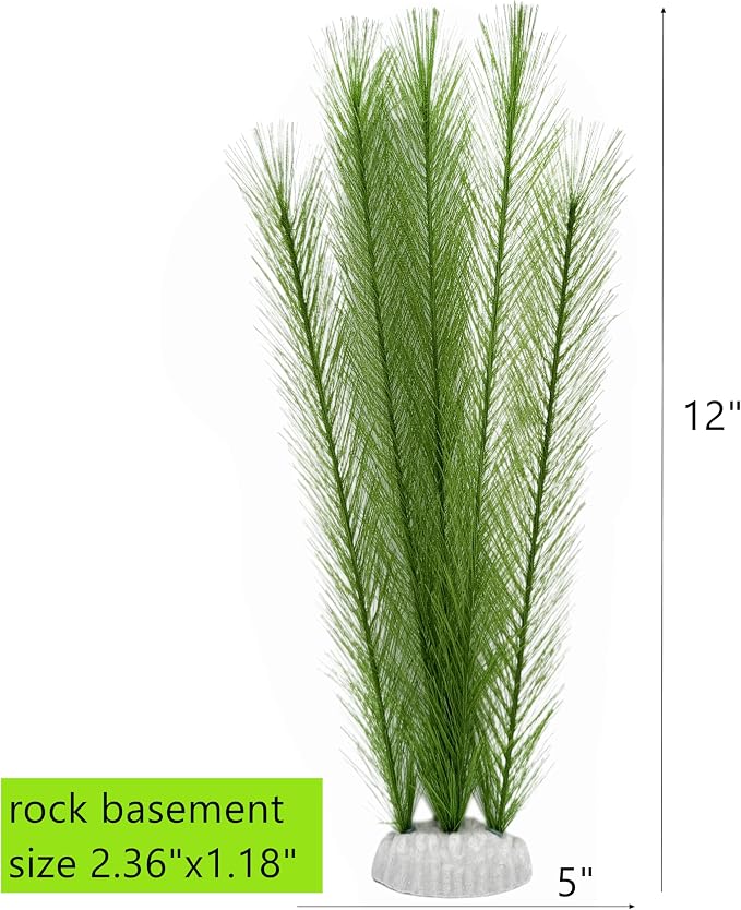 M2cbridge Fish Tank Artificial Silk Green Water Plants Aquarium Decor Soft Grass 3 Pack,12"