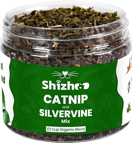 Catnip Silver Vine Blend for Cats & Kittens, Non-Toxic Freshly Dried and Dual Stimulation Formula Organic Silvervine Haze & Cat nip for Cats to Activate Your Kitty's Playful Side