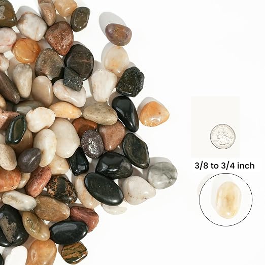 300 LBS River Rocks, StoneCreek, Decorative Garden Stones for Plant Landscaping, Polished Gravel Filler Pebbles for Home Decoration, Vases, Succulents, Flower Beds and Fish Tanks (Mixed Color, Medium)