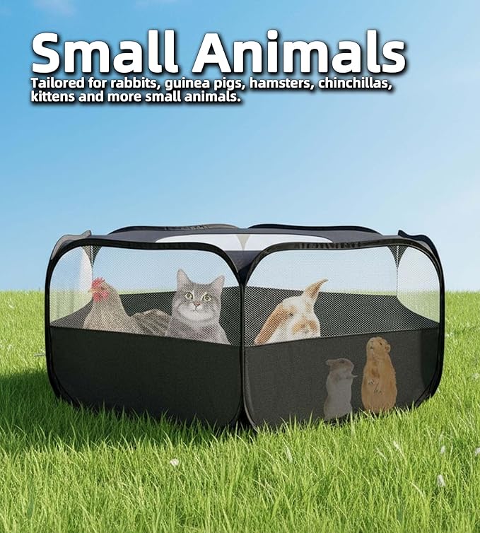 Small Animal Playpen with Mesh Cover & Waterproof Bottom Cat Tent Chicken Brooder Rabbit Guinea Pig Cage Playpen for Small Animals Indoor Outdoor Use