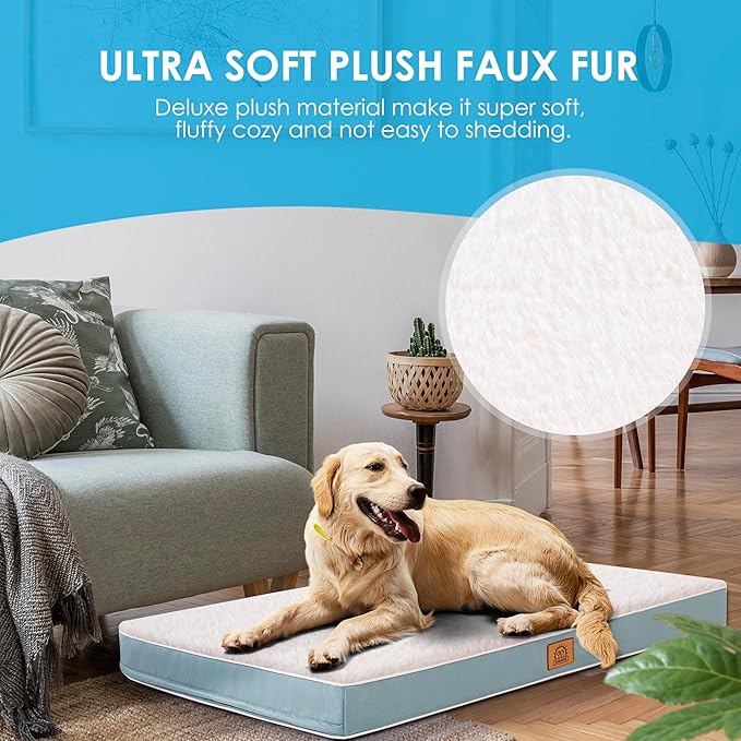 Sunheir Orthopedic Dog Beds for Small Dogs, Waterproof Puppy Bed with Removable Washable Cover, Non-Slip Bottom and Egg-Crate Foam, (Blue, 24.0" L x 16.0" W x 3.0" Th)
