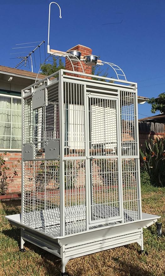 Large Elegant Durable Play Top Double Walk Ladders Perch Stand Bird Parrot Rolling Wrought Iron Cage for Finch Macaw Cockatoo Cockatiel