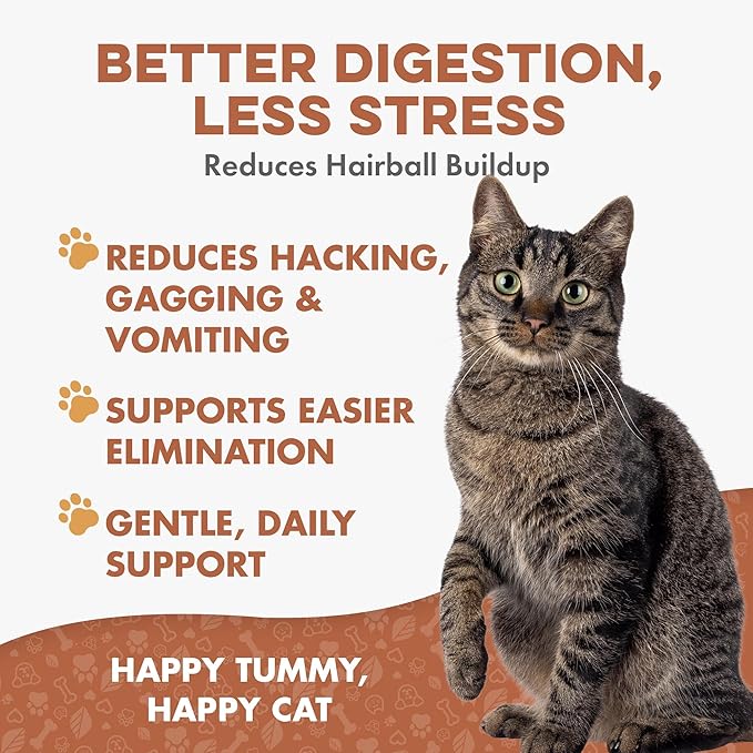 Hairball Treatment for Cats & Stomach Comfort Remedy – Supports Digestive Balance, Natural Elimination & Easy Passage of Hair – Gentle Daily Formula for Adult Cats & Seniors – 400 Tiny Pills