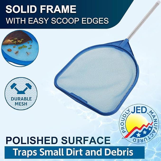 Pool Skimmer Net - Handheld Hot Tub Skimmer for Spa, Stock Tank Pool, Small Pool & Aquarium Cleaning (2 ft, Blue)