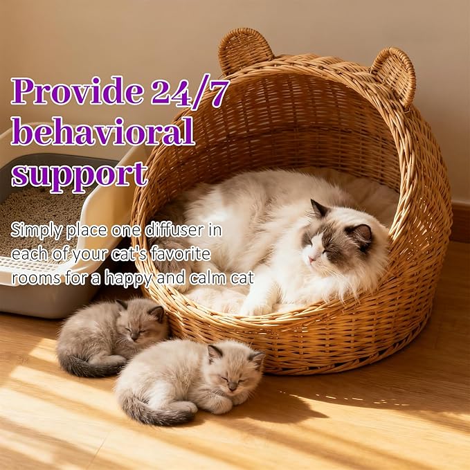 3 x 30 Day Cat Pheromones Calming Diffuser, Cat Calming Diffuser Refills for Stress, Pee Spraying, Aggression, Excessive Meowing & Scratching, 1 Diffuser & 3 Refills