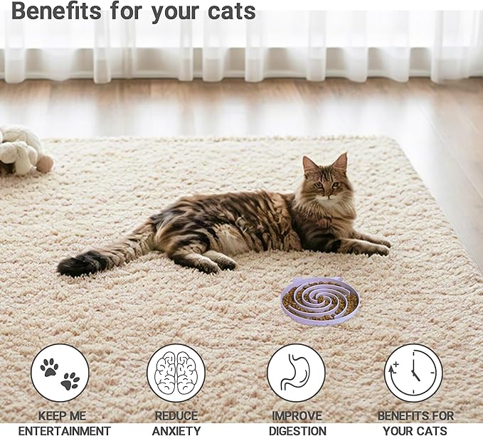 Bifeaw Slow Feeder Cat Bowl, Easy to Clean Silicone Bowl, Ideal for Dry and Wet Food (Purple and White)