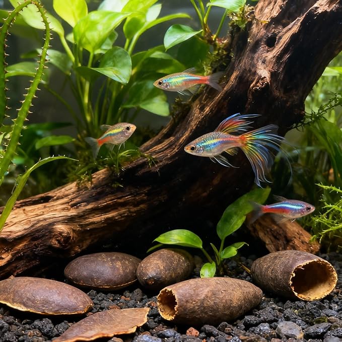 6PCS Betta Leaf Indian Almond Leaves Catappa Leave Aquarium Decor for Fish Shrimp Goldfish Guppy Frogs Chelonian(6PCS Dibaguo)