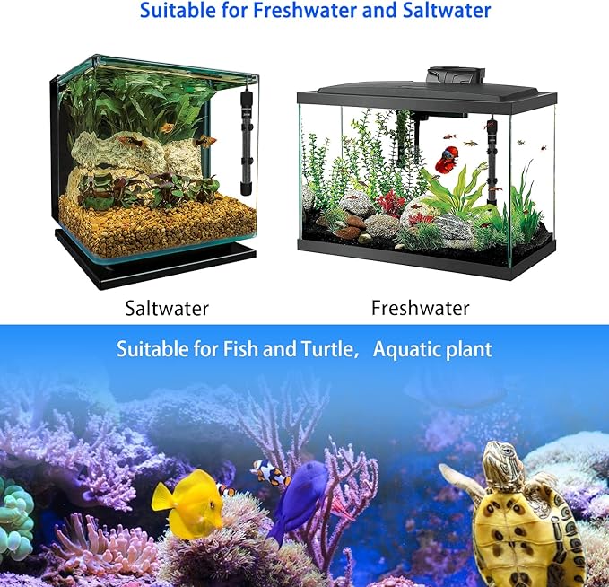 YOFOTHS Adjustable Mini Aquarium Heater 20-40 Gallons Submersible Small Fish Tank Heater 200W Digital Display Thermostat External Temperature Controller (200W)
