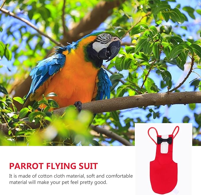 BESTonZON Parrot Diaper Bird Flight Suit Creative Pet Bird Diaper Clothing Small Size Red Pet Supply