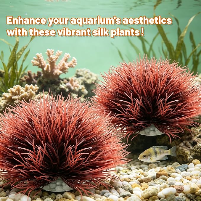 Biaungdo 2 Pcs Artificial Fish Tank Plants, Black Red Aquarium Plants Decor | Silk Aquarium Plants, Small Plastic Fish Tank Accessories, Natural Style Mini Grass Set Artificial Aquarium