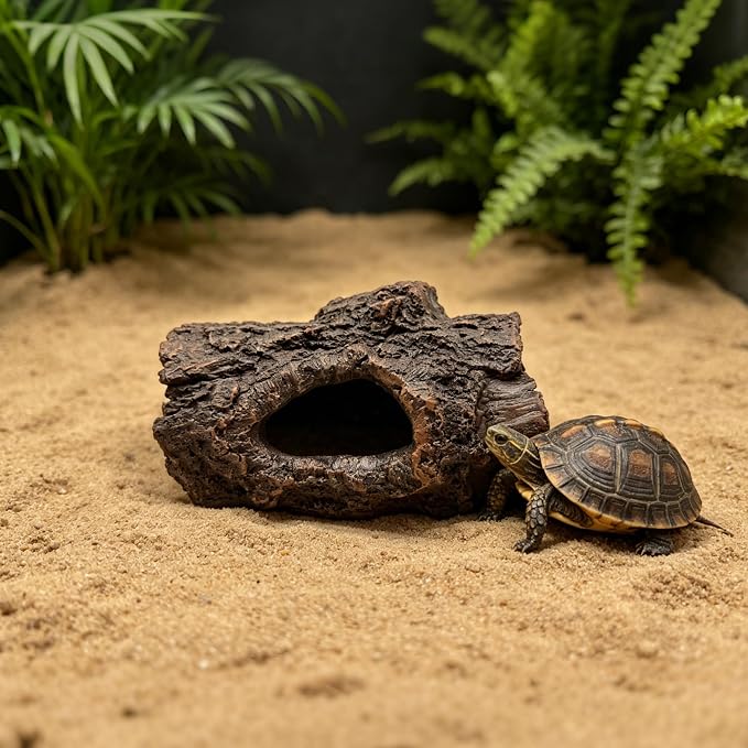 Small Resin Aquarium Hideout Log Decoration Cave, Tree Trunk Fish Tank Decor Ornament