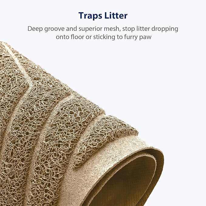WePet Cat Litter Box Mat(No. 02-2), Kitty Premium PVC Pad, Durable Trapping Rug, Phthalate Free, Urine-Resistant, Scatter Control, XXL 47 x 36, Beige
