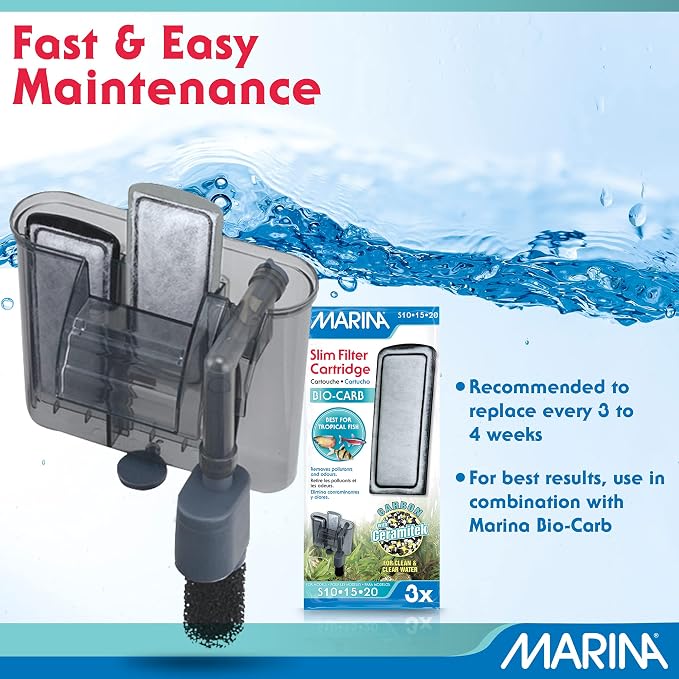 Marina Bio Clear Ceramic Replacement Cartridge for Slim Filters, 3 Pack – Optimal Filtration for a Healthy Aquarium,White | Optimal Filtration for a Healthy Aquarium