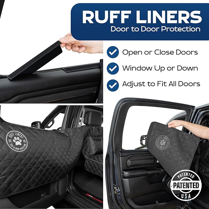 Ruff Liners XL Back Seat Extender for Dogs, Black – As Seen on Shark Tank – Flat Bridge Platform for Full-Size Trucks, Stable Base, 400lb Support, Waterproof – Rigid Back Seat Cover for Dogs