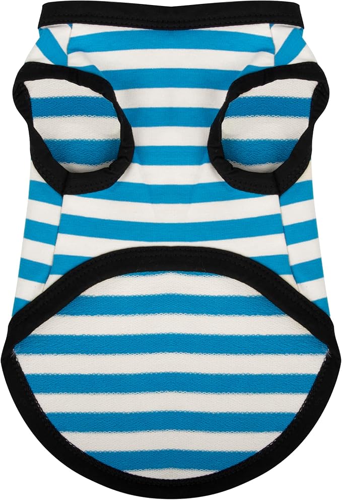 Paiaite Striped Dog Shirt Happy Color Cotton Sleeveless Puppy Shirts Breathable Pet Apparel Tank Top Colorful Puppy Sweatshirt Clothes for Small Medium Dogs Blue XXS