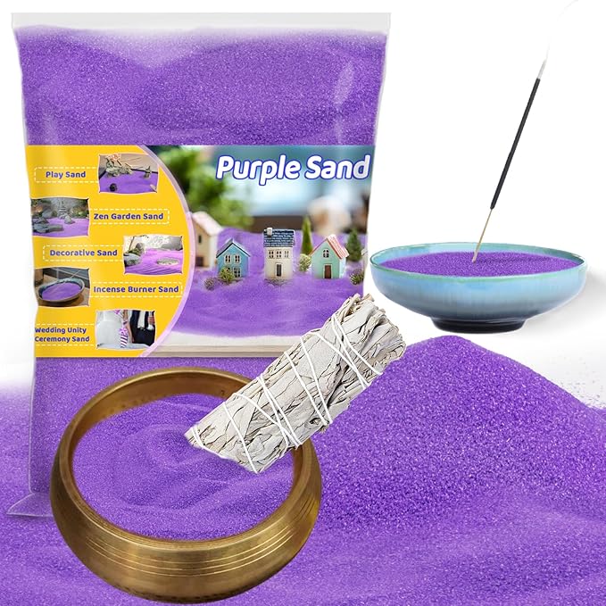 RAINFLOW 15 OZ Fine Purple Sand for Crafts - Colored Quartz Zen Garden Sand Decorative for Vases Filler, Wedding Unity Ceremony, Incense Burner, Ritual Incense,Wishing Bottle