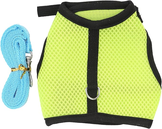 Fydun Pet Mesh Traction Harness Chest Back with Leash for Rabbit Guinea Pig Pet SuppliesS Green for Families (Fruit Green)