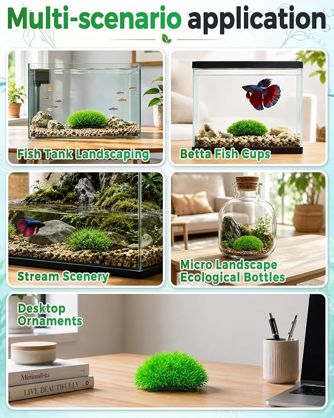 Moonorange 3pcs Dense Artificial Aquarium Plants Weighted Bushy Fake Water Grass Ornament Non-Toxic Soft PVC Fish Tank Decor for Betta Shrimp Turtle Tank Reptile Terrarium Landscape
