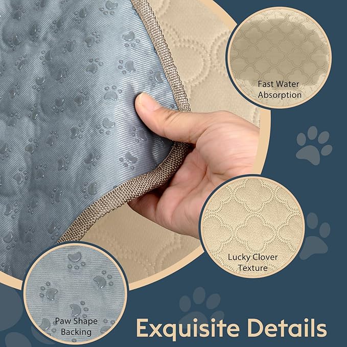FunFurry Washable Pee Pads for Dogs - 4 Pack Reusable Pee Pads，Waterproof Puppy Pads，Pet Training Pads，Super Absorbent with Dog Paw Shape Non-Slip Backing (Cream, 18" X 24" - 4 Pack)