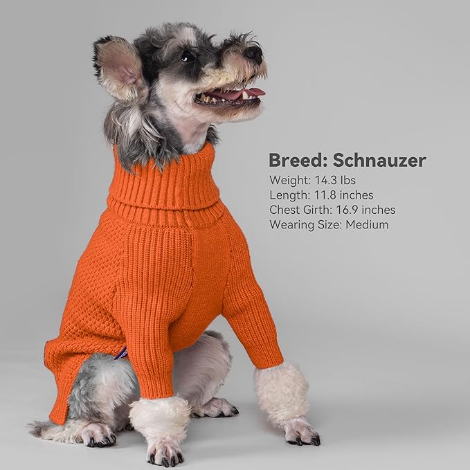 cyeollo Dog Sweater Pullover Turtleneck for Large Dogs, Classic Knitwear Fall Winter Cold Weather Dog Clothes Warm Pet Apparel Small Medium Large Dogs Sweaters, Orange 2XL