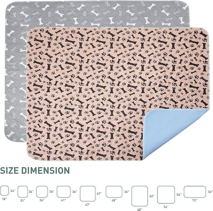 Eterish Reusable Washable Pee Pads for Dogs Extra Large 47'' x 47'' 2 Pack, Absorbent Pet Puppy Dog Training Pads Non-Slip, Waterproof Whelping Potty Pads for Dogs Leak-Proof