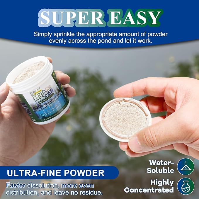 Dr.Raifya's Pond Fresher-Water Clear & Odor Control for Pond & Fountain-5OZ | Natural Enhanced Cleaning Power, Beneficial Bacteria & Enzymes, Improves Water Clarity, Safe for Fish, Birds, Pets & Wildlife