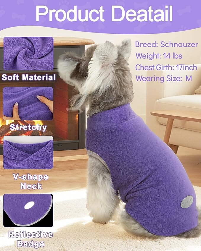 XPUDAC 4 Pieces Fleece Dog Sweaters Vest Winter Warm Dog Clothes for Small Medium Large Dogs Girl Soft Pullover Doggie Sweatshirt Puppy Cold Weather Jacket, 510-vest-M