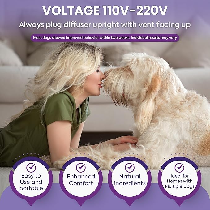 TopSum Pheromone Diffuser for Dogs: Premium Dog Calming Diffuser - Calming Pheromones for Dogs - Dog Appeasing Pheromone - Pet Calming Diffuser, 2 Pack (Purple)