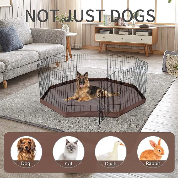 NEZUC Foldable Metal Dog Exercise Playpen Gate Fence Dog Crate 8 Panels 36 Inch Height Puppy Kennels with Bottom Pad for Animals Outdoor Indoor (with Bottom pad, 8 Panels 36" H)