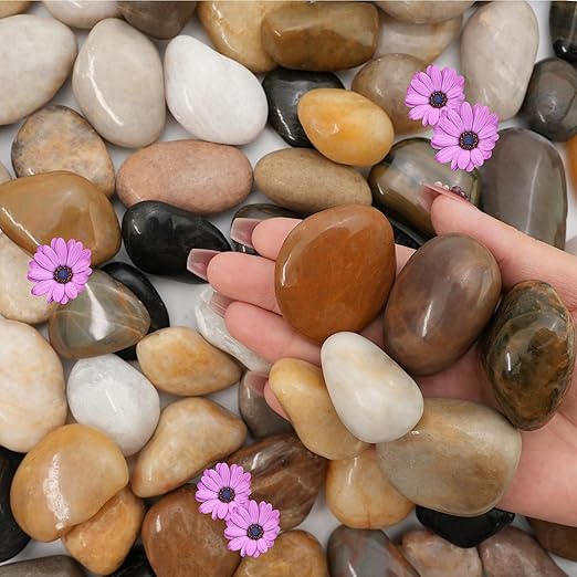 NUPICK 12lb River Rocks for Plants Indoor, 1-2Inch Mixed Pebbles for Vase Fillers, Decorative Gravel for Fish Tank, Natural Polished Stones for Succulent, Bonsai, Landscaping, Bird Baths