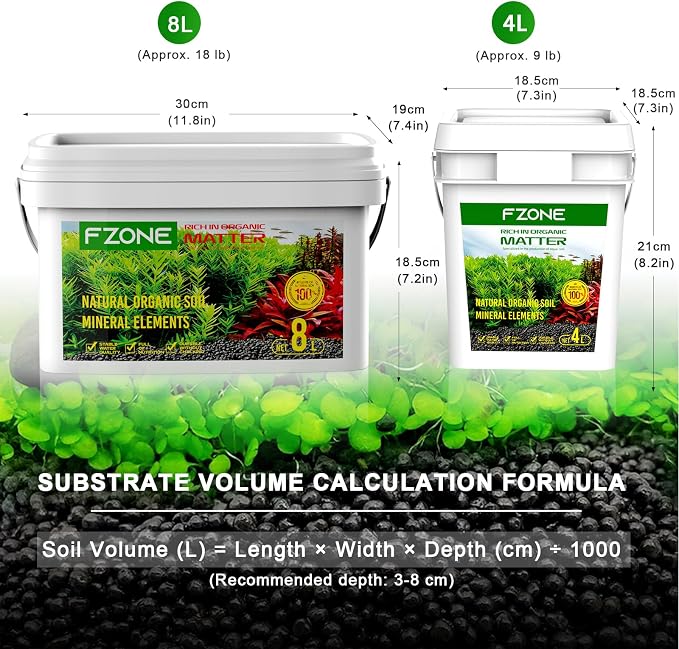 FZONE Aquarium Soil for Planted Tanks, Nutrient-Rich Aquarium Substrate for Fresh Water Live Plants, Shrimp & Fish Safe, Dust-Free(3mm, 4L/9 l b), Black