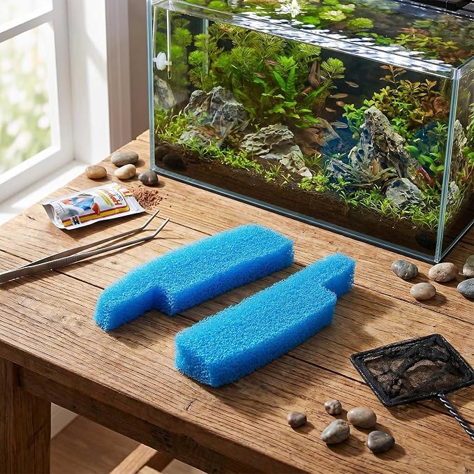 Threlaco 15 Pcs Aquarium Sponge Foam Filter Pads Compatible with Seachem Tidal Replacement Polishing Pad Fish Tank Filter Floss, Media for Crystal Clear Water(Compatible with Seachem Tidal 75,Blue)