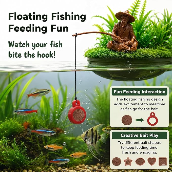 Aquarium Floating Island Decoration, Ornaments Betta Leaf pad Hammock 6inch Plastic Artificial Plant Goldfish Fish Hides Small Tank/Reptiles Plants Driftwood for Betta, Guppy & Shrimp