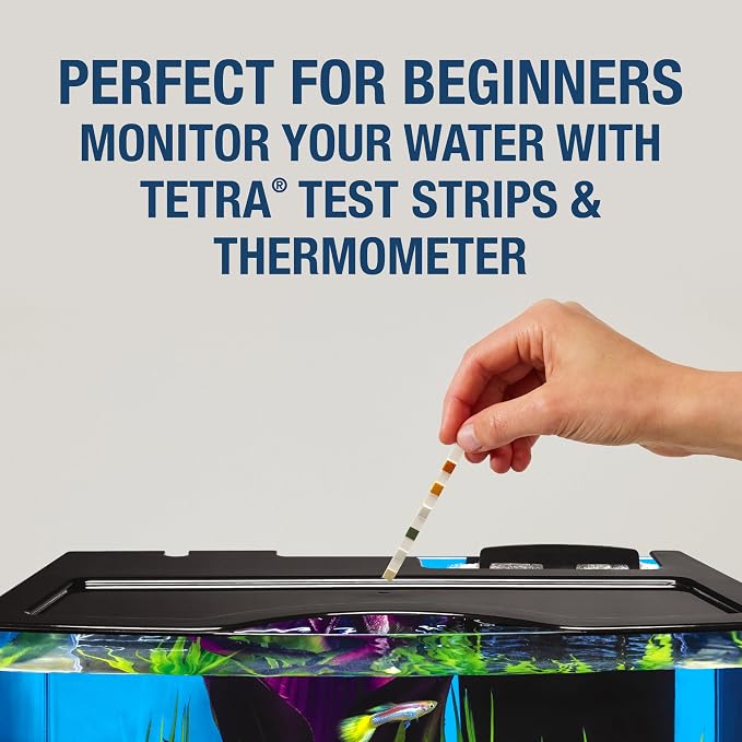 Tetra Crescent STEM 3 Gallon Fish Tank Kit | Aquarium Kit Includes STEM Activity Booklet, White LEDs, 3 Gal Curved Tank, Filter & Cartridge, Test Strips, Thermometer