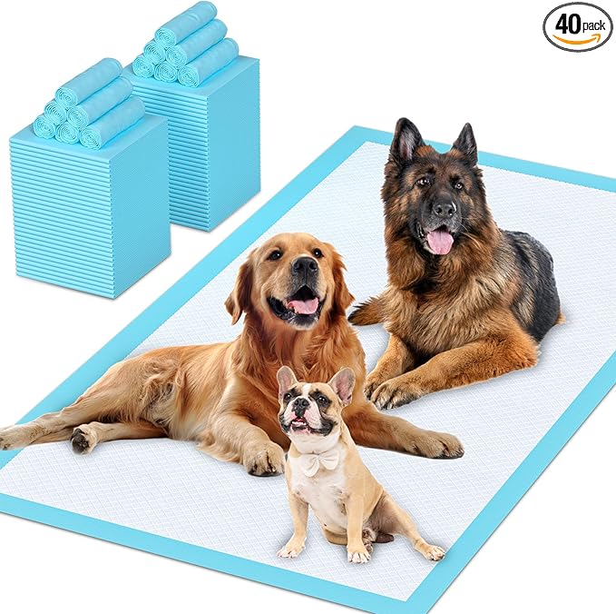Puppy Pads Extra Large 32"x40" 40 Count, Pee Pads for Dogs & Cats, Disposable Thicken Pet Training Pads for Doggie Rabbits, Incontinence Underpads Ultra Absorbent & Quick-Dry, Leakproof Potty Pad