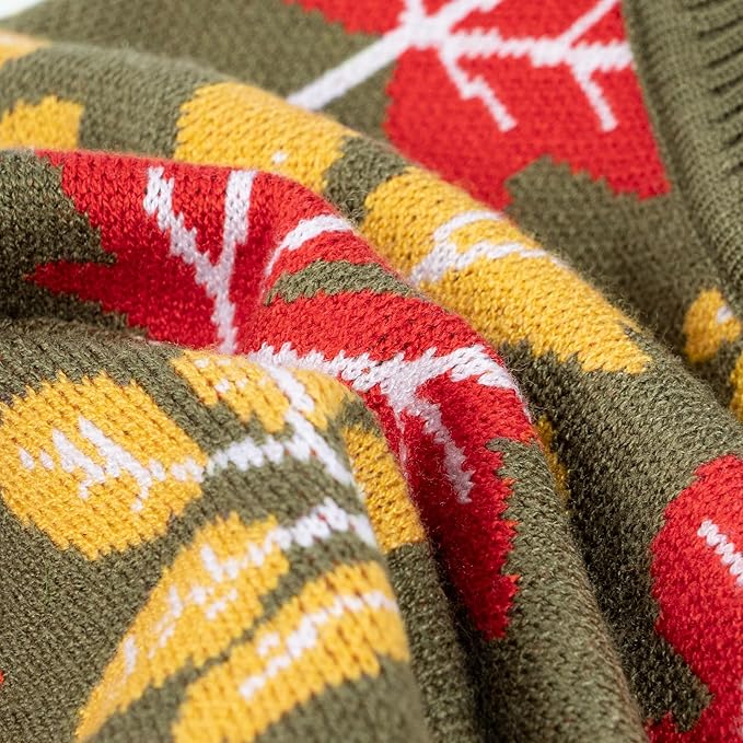 Fitwarm Maple Dog Sweater, Thermal Dog Winter Clothes for Small Dogs Boy Girl, Fall Pet Outfit, Red, Yellow, White, Olive Green, Large