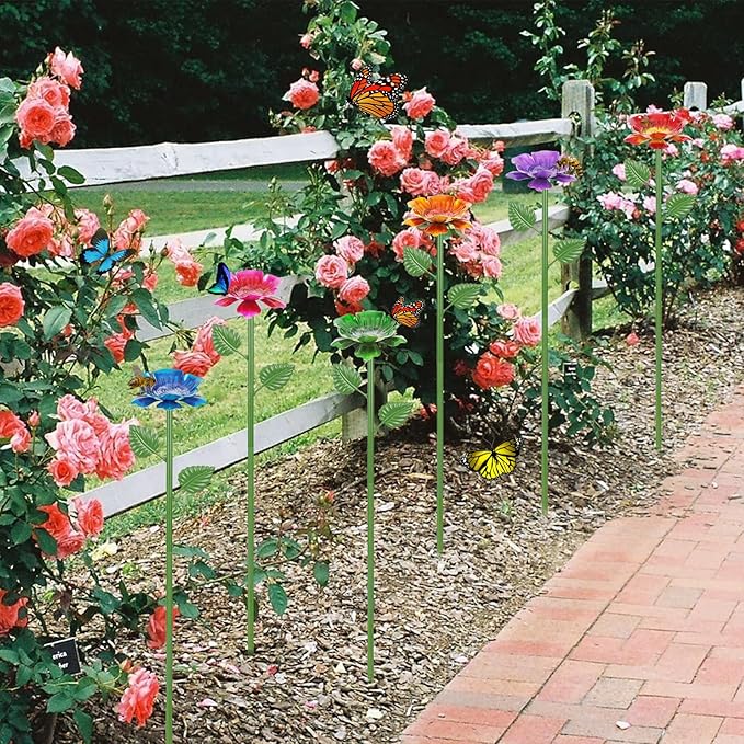 6 Pack Bee Watering Station - Flowers Butterfly Feeder, Bee Water Feeders for Outside, Metal Garden Decor, Bee Baths for Garden Yard Patio