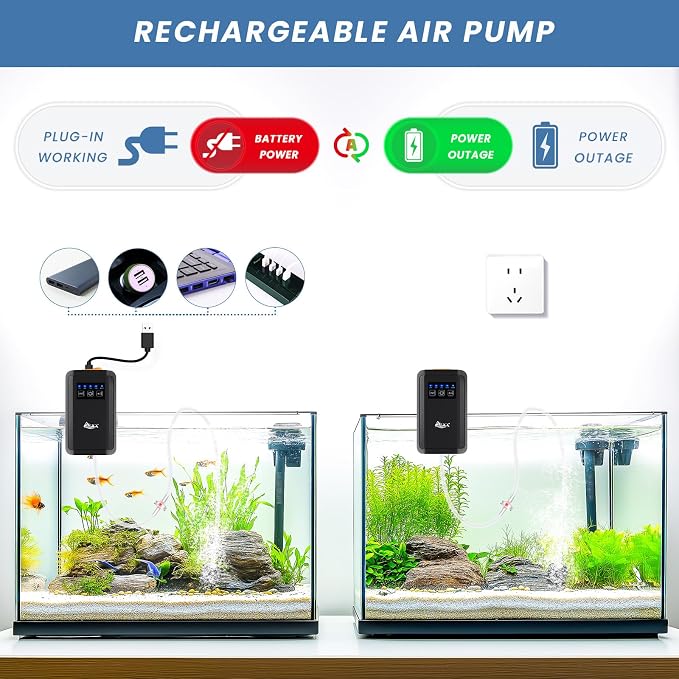 AQQA Aquarium Air-Powered Sponge Filter & Aquarium Air Pump with Full Set of Accessories AQ046&AQ115
