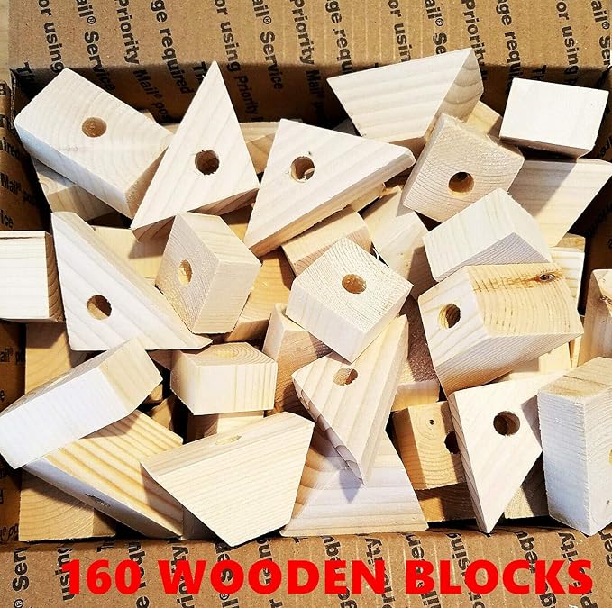 Wood Wooden Blocks 160 All Natural for DIY Cage Toy Macaw Cockatoo African Grey