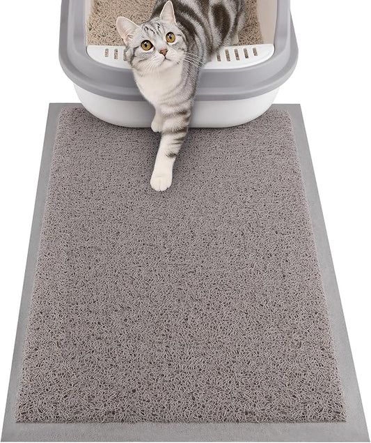 ondware Cat Litter Mat, 20x15 in Litters Box Mat Waterproof Non-Slip Easy to Clean Washable Trapping Mat for Kitty(Gray)
