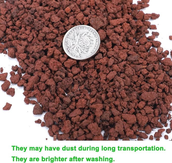 Boniosz 2lb Red Horticultural Lava Rock Soil Additive for Cacti, Vase Fillers, Succulents and Terrarium Plants - No Dyes or Chemicals - 100% Pure Volcanic Rock