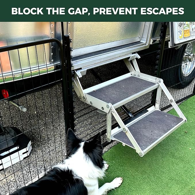 FXW Rollick Unleashed Dog Playpen for Indoor, Yard, RV Camping, 40 inch 16 Panels Dog Pen with RV Step Grid for Medium and Large Dogs, Black│Patented