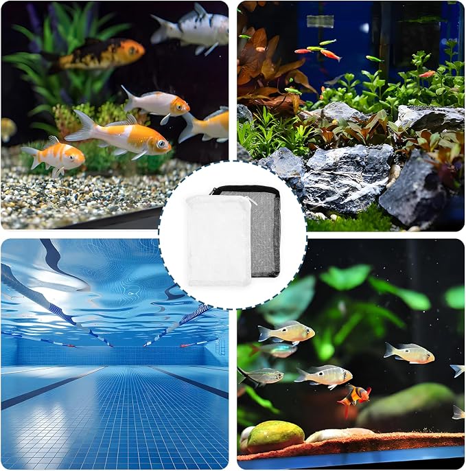 10 Pack 7.8 x 5.9 Inch Media Bags for Aquarium, Aquarium Filter Media Bags with Zipper, Fish Tank Fine Mesh Bag for Carbon, Bio Balls, Ceramic Rings, Volcano Rock(White)