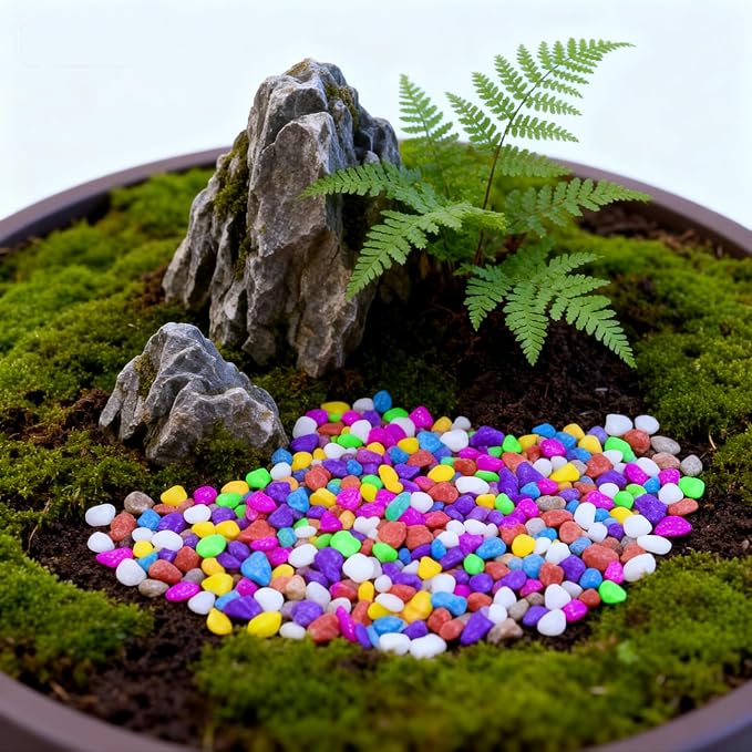 Colored Aquarium Gravel,Colorful Pea Gravel,Garden Rocks,Decorative Stones Rocks for Fish Tank,Aquarium,Fairy Garden Decor,Planters,Vase Fillers,Landscaping,1 Pound (Mixed Color, 4-6mm)