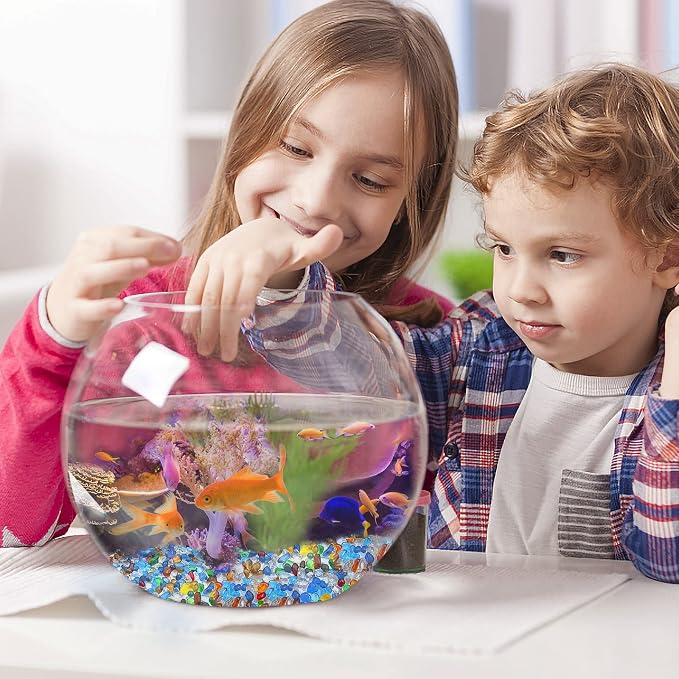 Keedolla Colorful Clear Sea Glass Pebbles Aquarium Gravel Fish Tank Rocks Small, Irregular Glass Gems Stones Beads Marble Pebbles Rock Sand for Garden|Vase Filler|Fish Turtle Tank Decorations