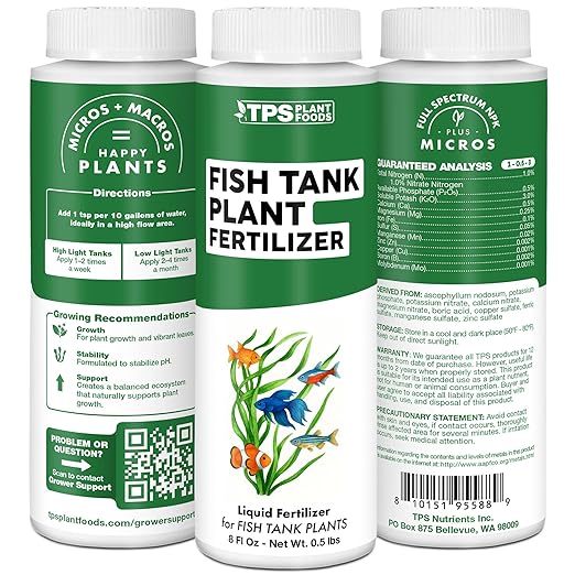 Fish Tank Plant Fertilizer – Liquid Plant Food for Aquarium Plants, Supports Healthy Growth & Vibrant Color, 8 oz