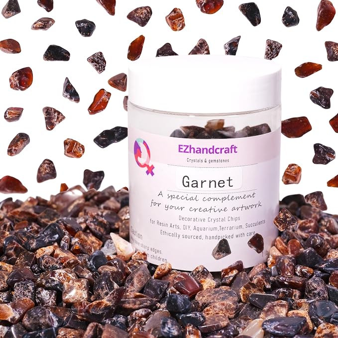 Garnet Crystal Chips Bulk 1lb, 500+ Pieces, 8-15mm Natural Gemstones
