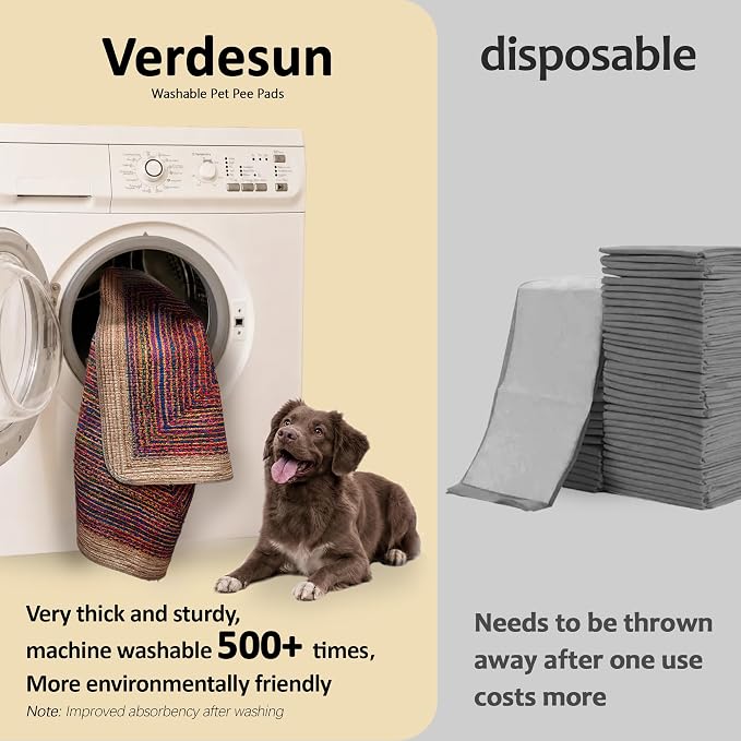 Washable Pee Pads for Dogs, Reusable Puppy Potty Training Pads, Ultra-Absorbent Thick Waterproof Leak-Proof Non-Slip Pads & Mat for Crate, Playpen, Floor, Whelping & Housebreaking , 2 Pack 18"x24"