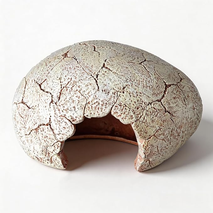 Dinosaur Egg Reptile Hide - Resin Cave for Leopard Gecko, Bearded Dragon & Small Snakes - Humid Hide, Shedding Aid & Terrarium Decor Tank Accessories (Small)