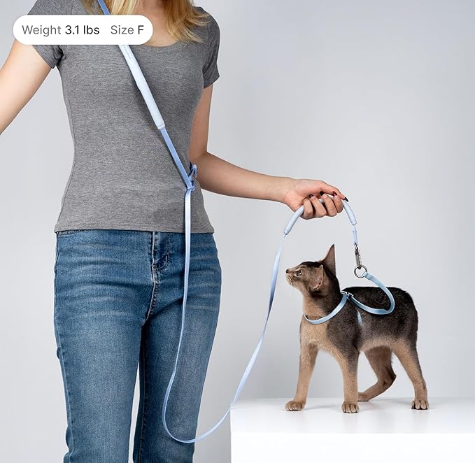 Cat Harness and Leash Set, Escape Proof Cat Harness Lightweight Leash with Padded Handle, Adjustable Leash Harness for Kitten>4lbs Small Large Cats Walking Training (Sierra Blue, S)